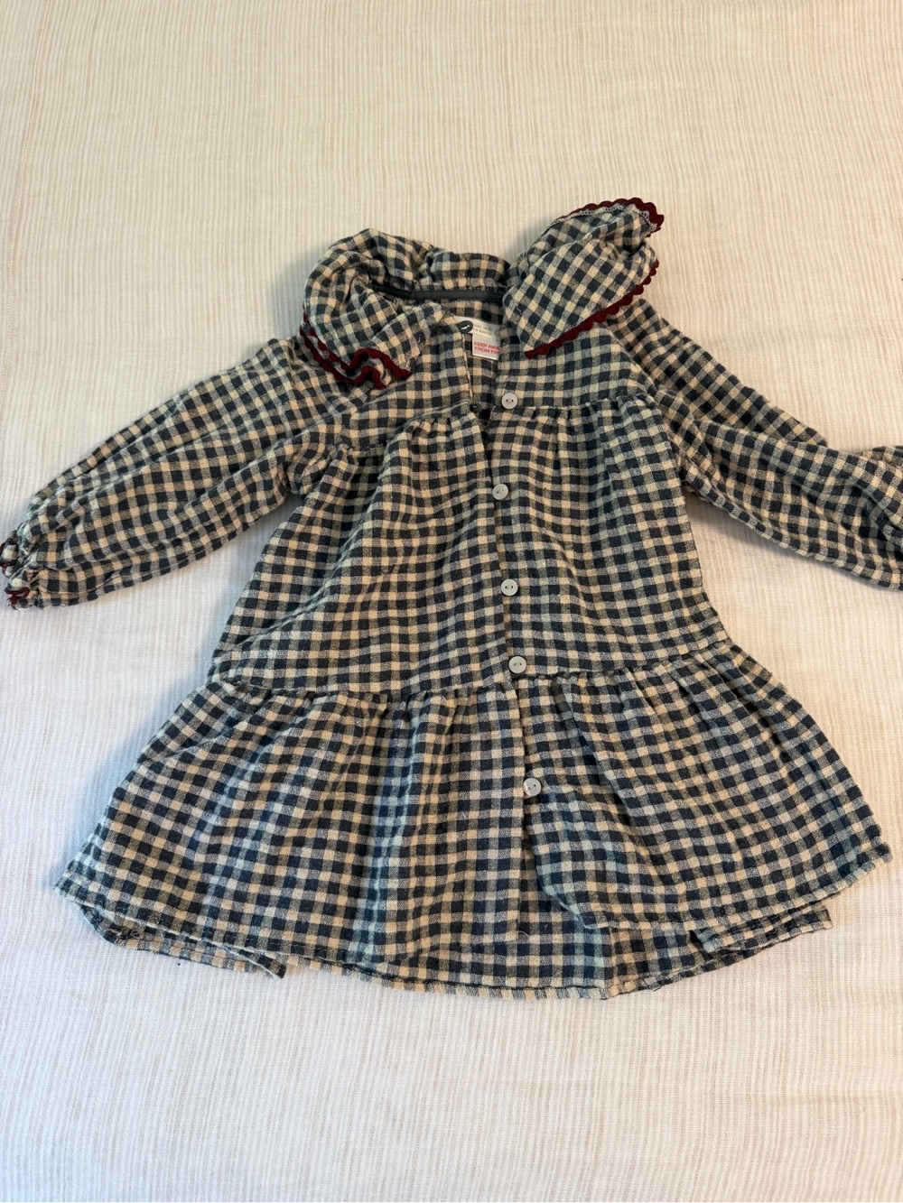 Zara Girls 2T black and Cream Gingham Button-Front Dress
